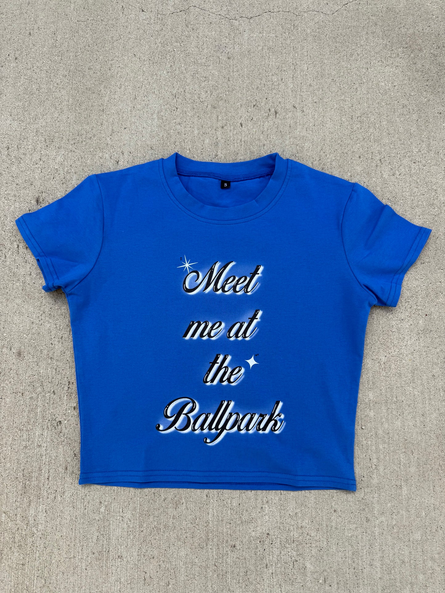 Meet Me At The Ballpark Baby Tee (Blue)
