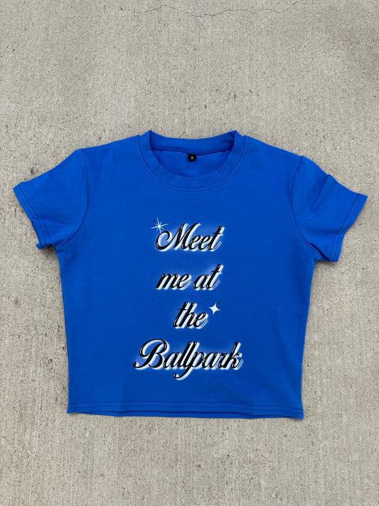Meet Me At The Ballpark Baby Tee (Blue)