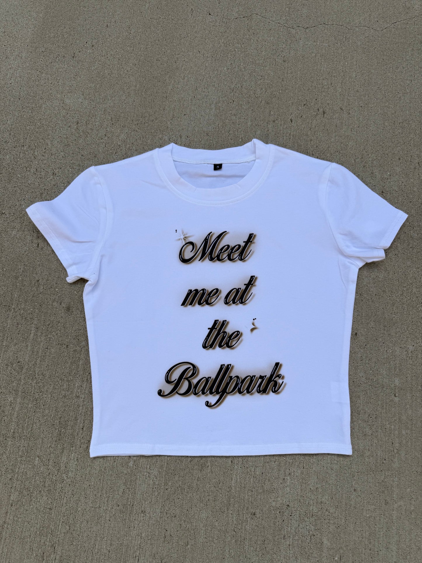 Meet Me At The Ballpark Baby Tee (White)